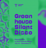 plakat zielone tło napis greenhouse silent disco 