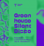 zielony plakat komórki roślin napis Greenhouse Silent Disco
