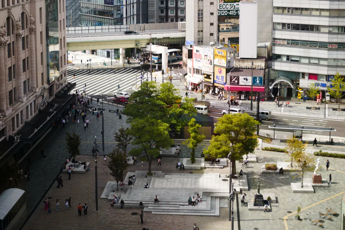 widok z góry na miejsci plac w Osace