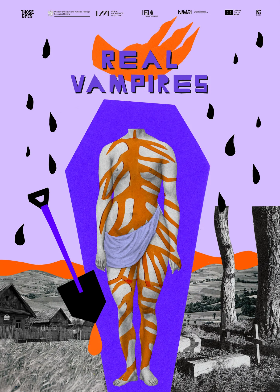 Plakat gry Real Vampires w formie kolażu.