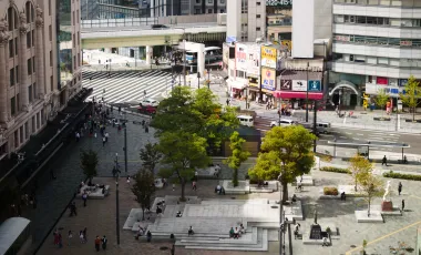 widok z góry na miejsci plac w Osace