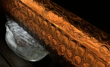 szklane elementy instalacji podczas chłodzenia