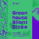 plakat zielone tło napis greenhouse silent disco 