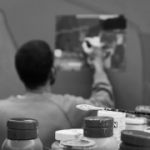 artist sainer during painting